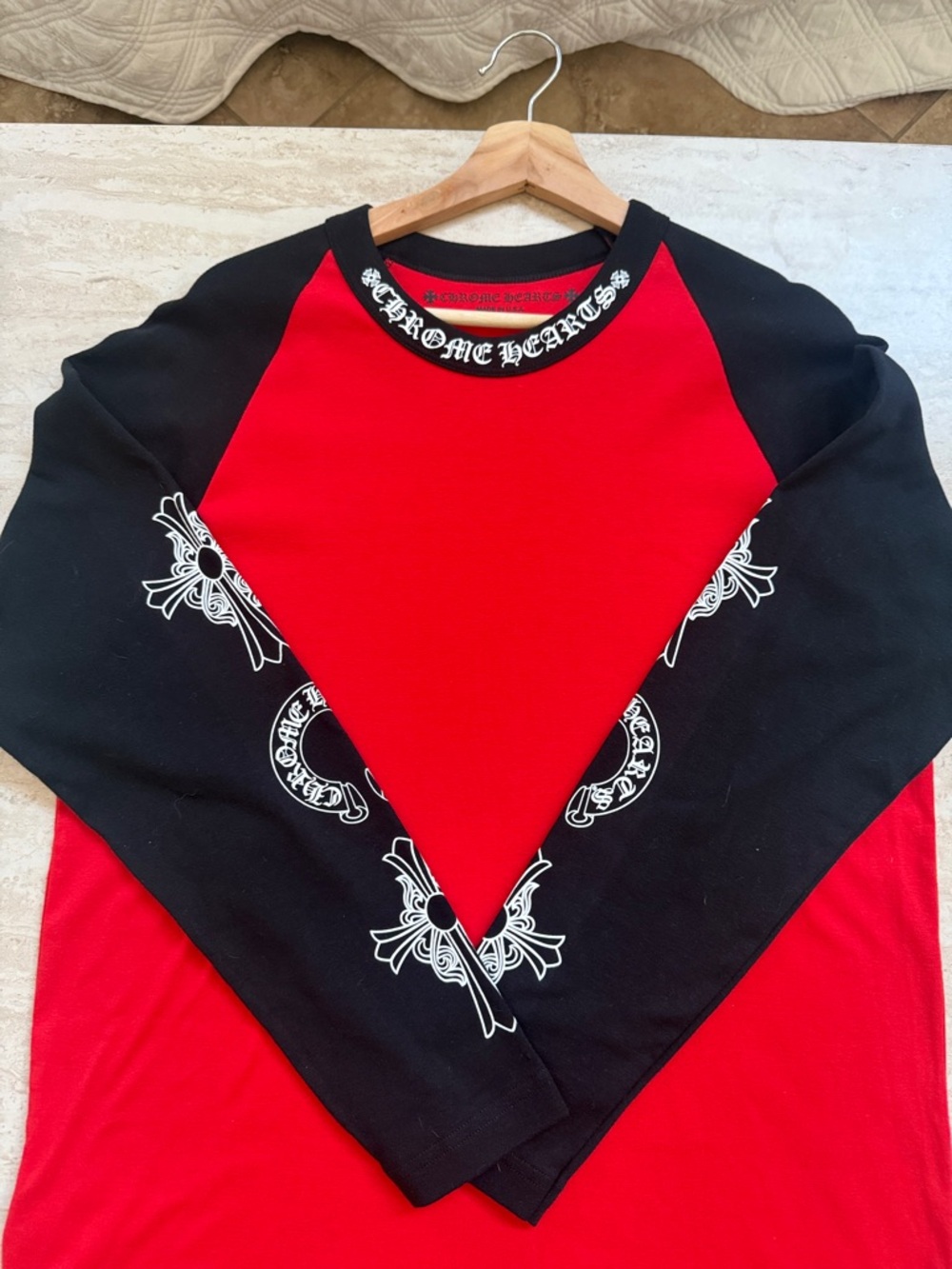Chrome Hearts Multi Logo Baseball Tee / Red&Black / XL / NWT